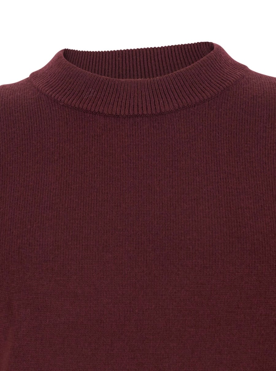 Sunflower Maglia Girocollo con Spalle Scese in Misto Lana Bordeaux Uomo, view 3