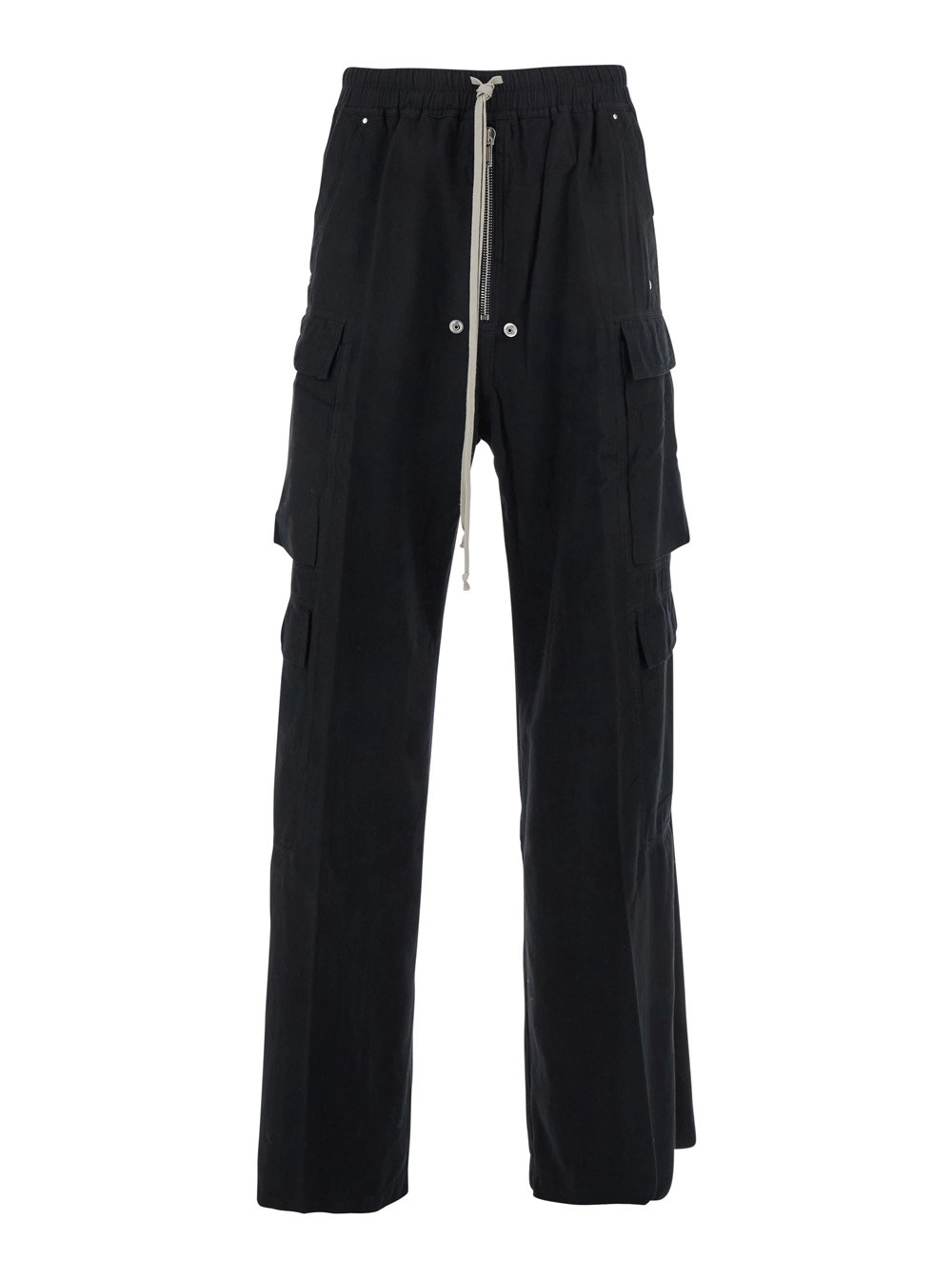 Drkshdw Pantalone 'Cargo Belas' con Vita con Coulisse e Tasche Cargo in Cotone Nero Uomo