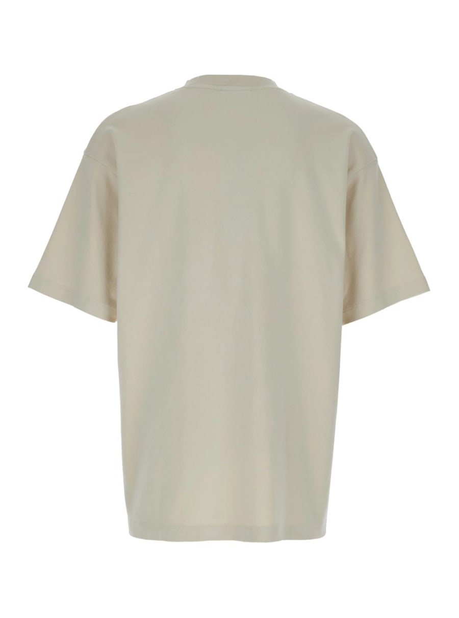 Drôle de monsieur T-Shirt 'Le T-Shirt Slogan Classique' Girocollo con Stampa Slogan sul Fronte in Cotone Beige Uomo, view 2