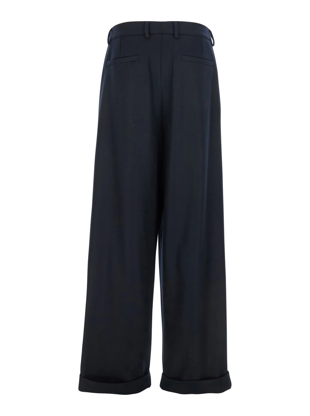 Dolce & Gabbana Pantalone con Passanti per Cintura e Orlo con Risvolto in Lana Nero Uomo, view 2