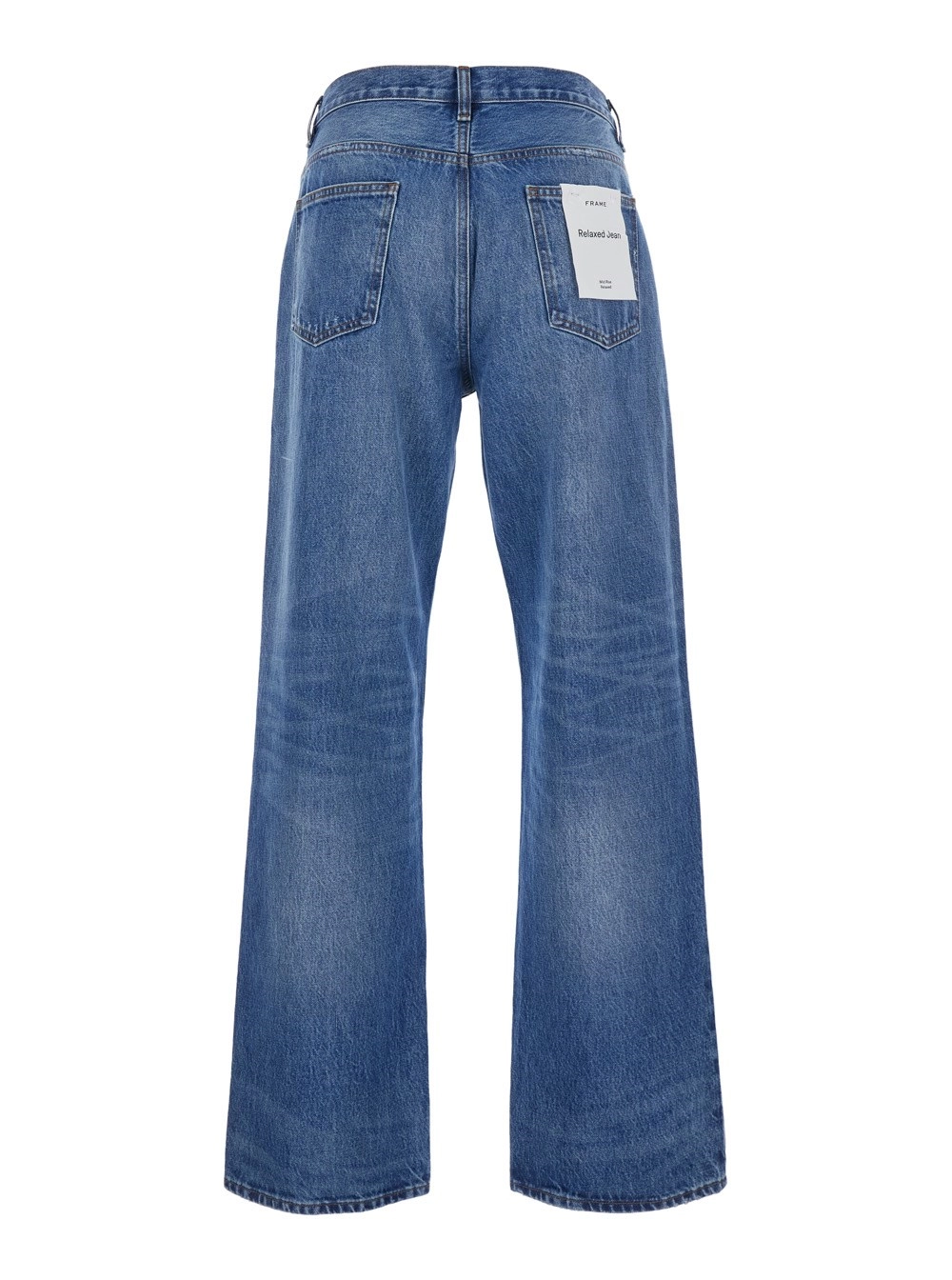 Frame Jeans con design sbiadito e gamba ampia in denim blu uomo, view 2