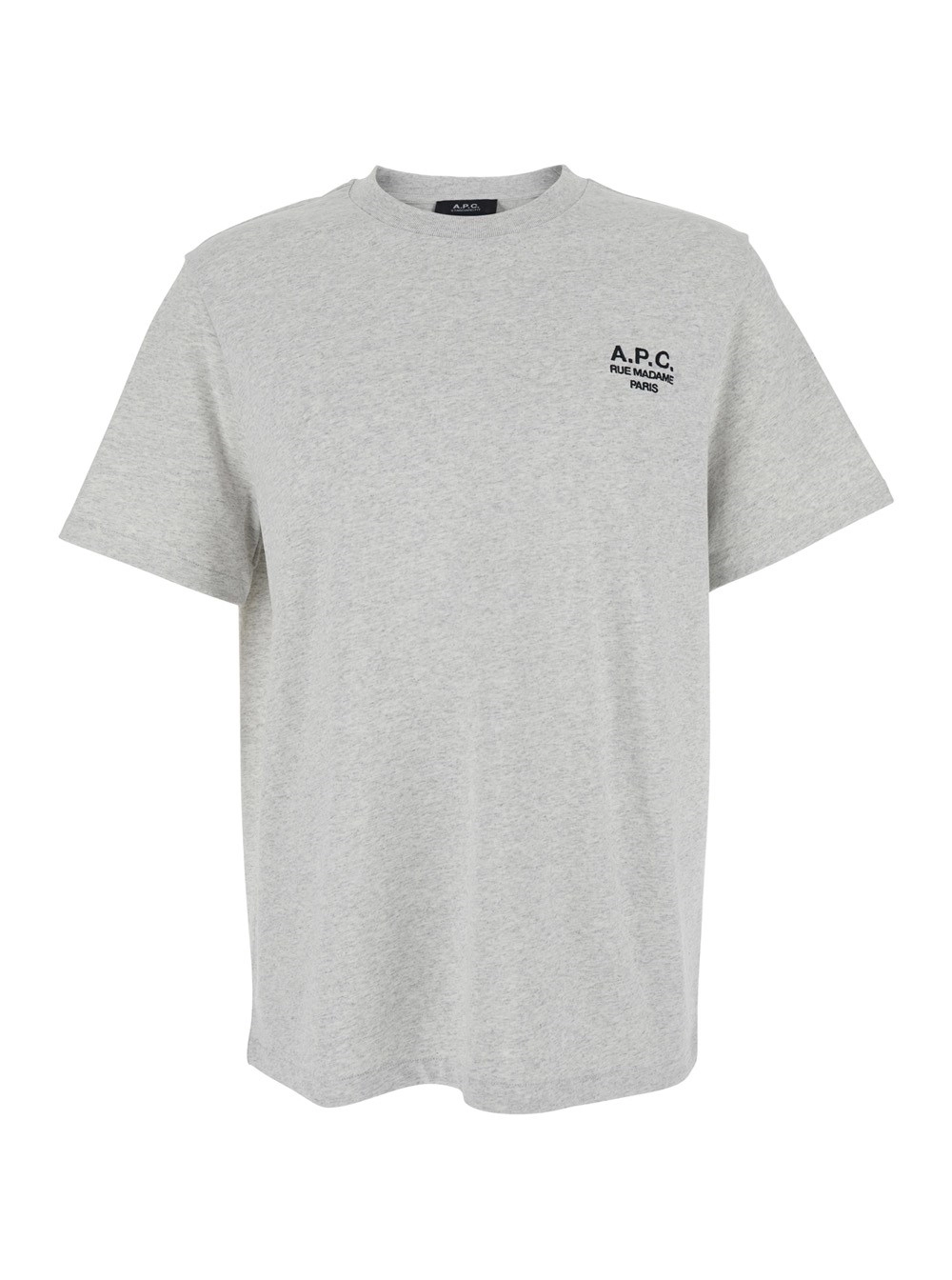 A.P.C. T-Shirt Girocollo con Logo Ricamato sul Fronte in Cotone Grigia Donna