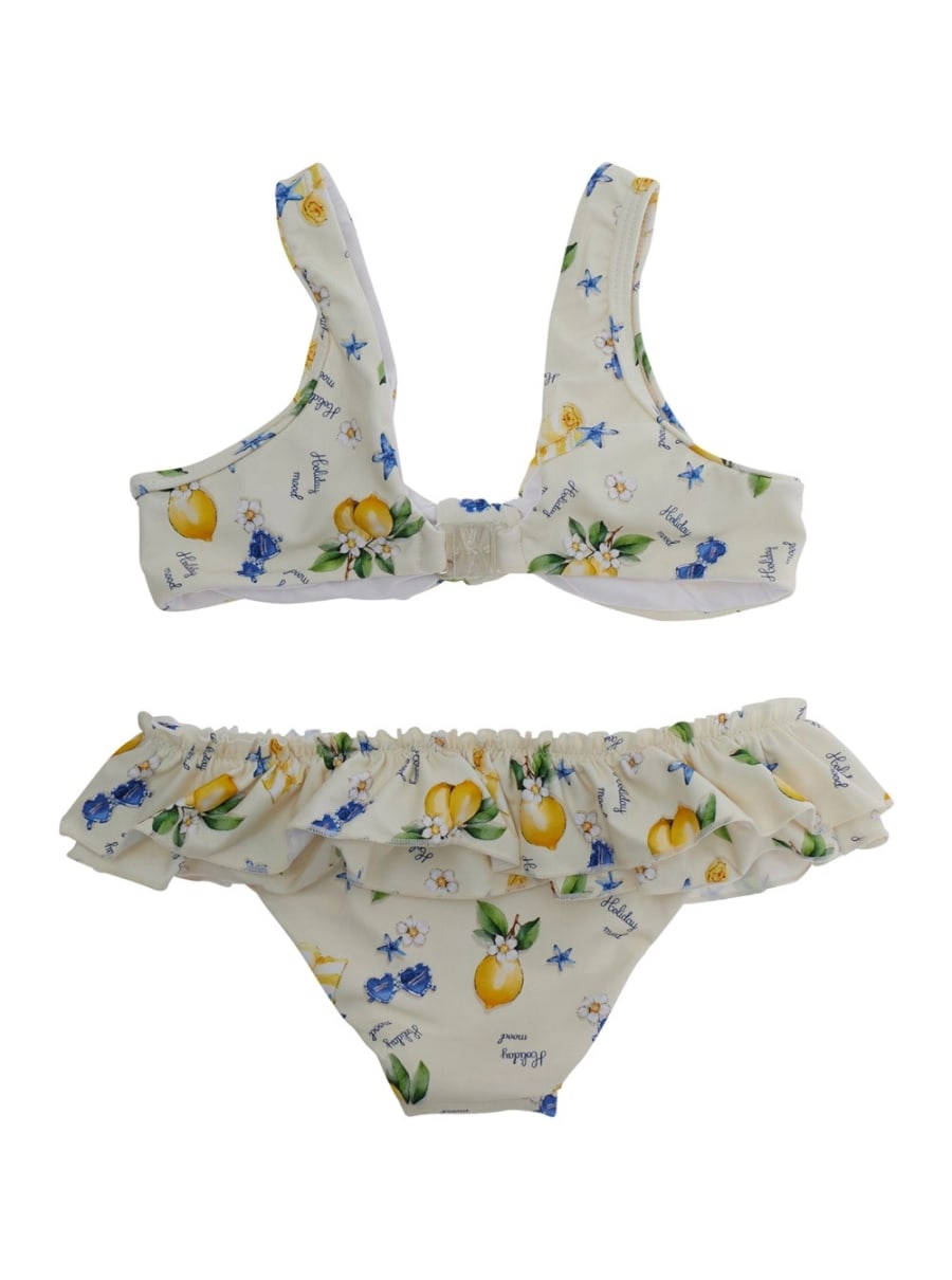 Monnalisa kids Bikini con Motivo floreale stampato all-over in Tessuto tecnico Giallo Bambina, view 2