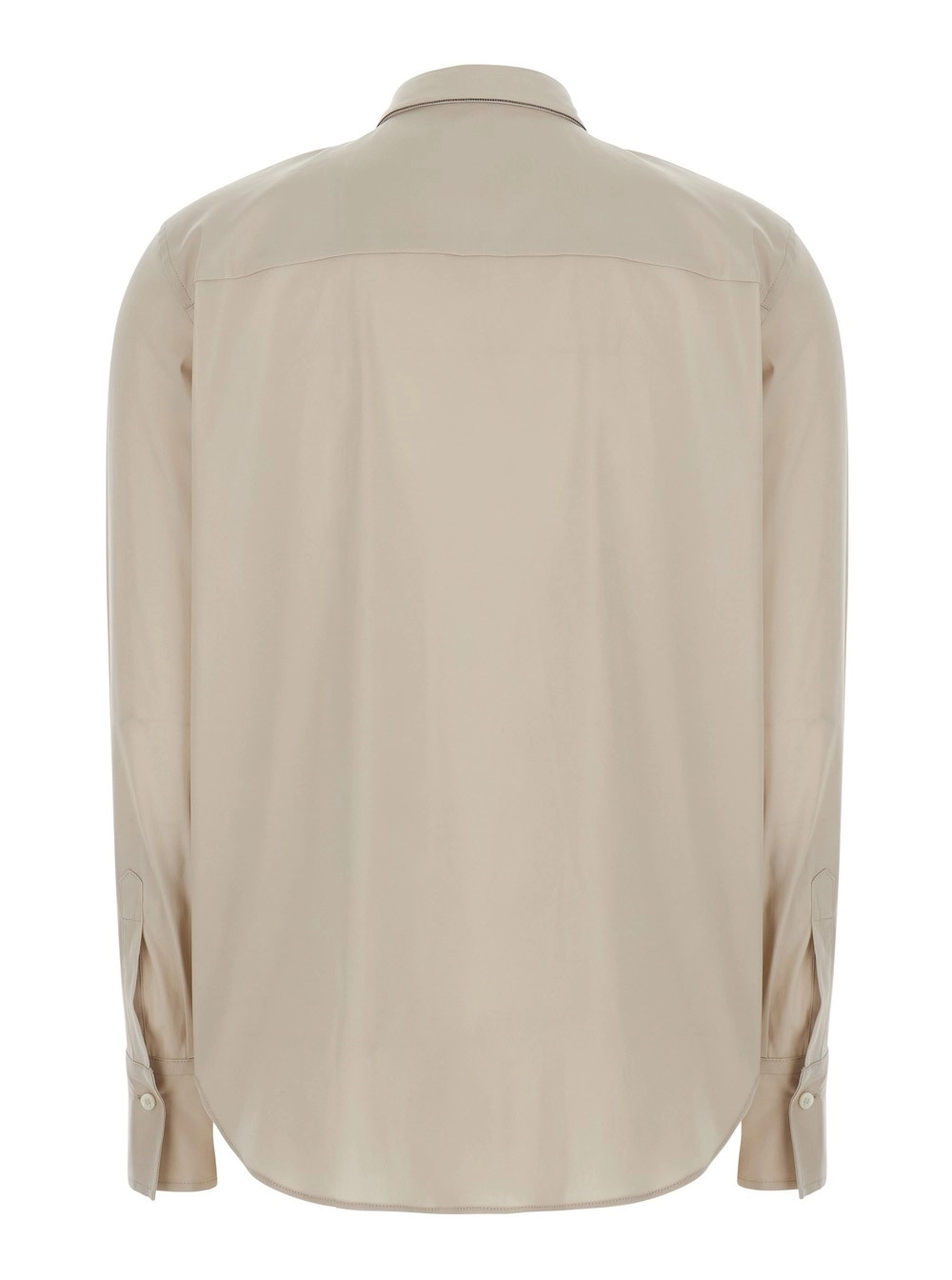 Brunello Cucinelli Camicia con colletto classico con Monile in cotone beige donna, view 2