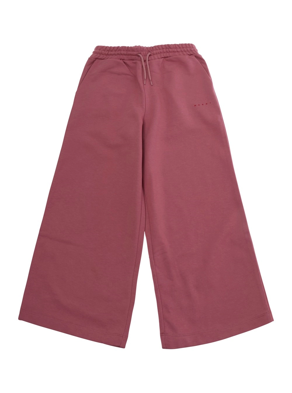 Marni kids Pantaloni con vita elasticizzata e logo sul fronte in cotone rosa bambina