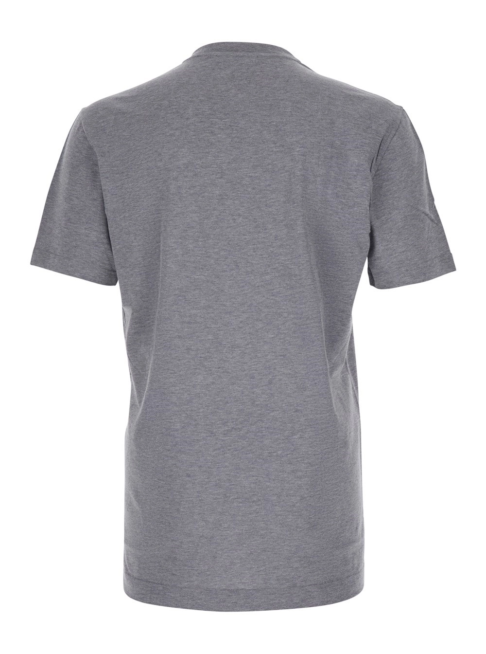Dolce & Gabbana T-Shirt Girocollo con Ricamo Logo sul Fronte in Cotone Grigia Uomo, view 2