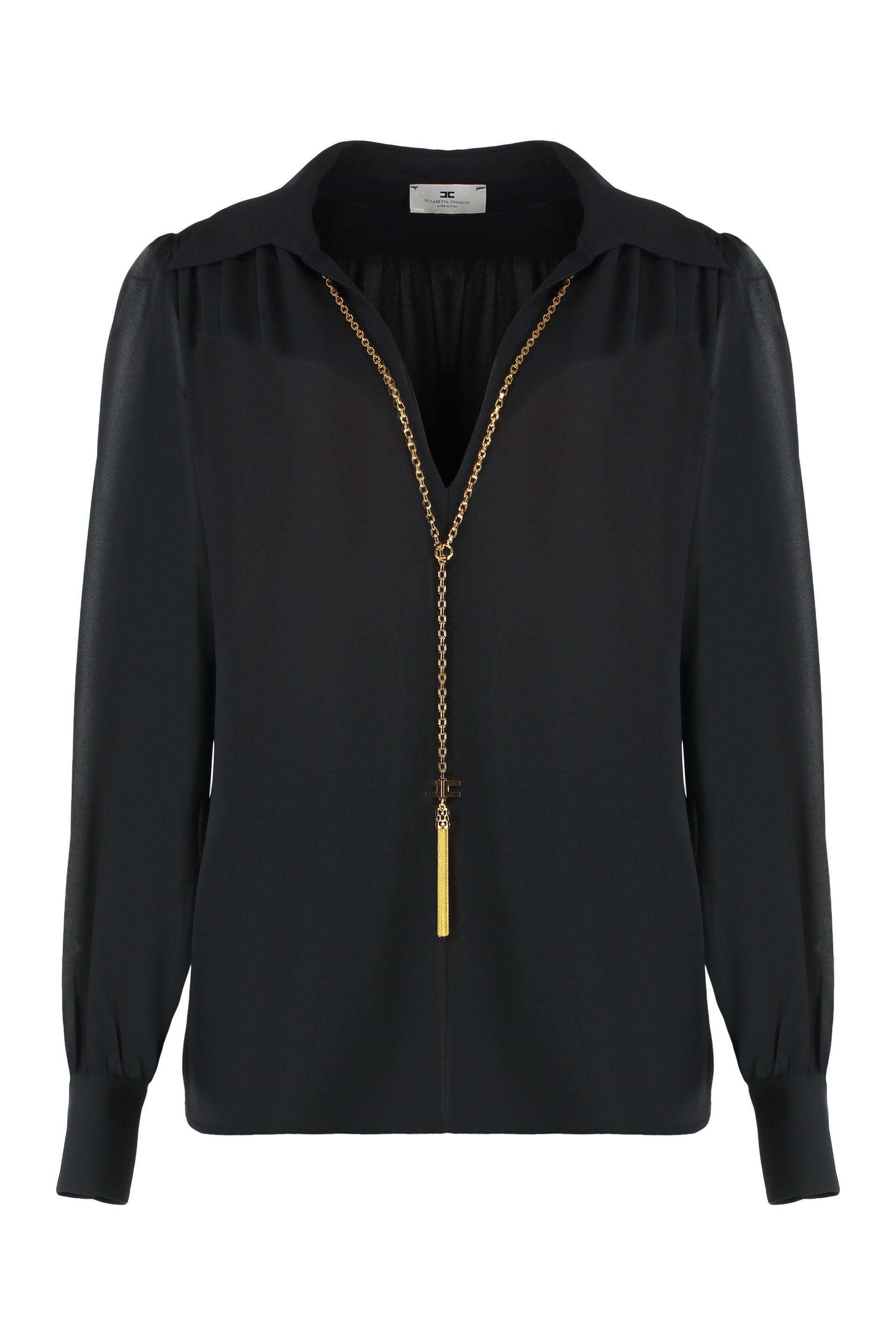 Elisabetta Franchi Camicia in georgette con collana