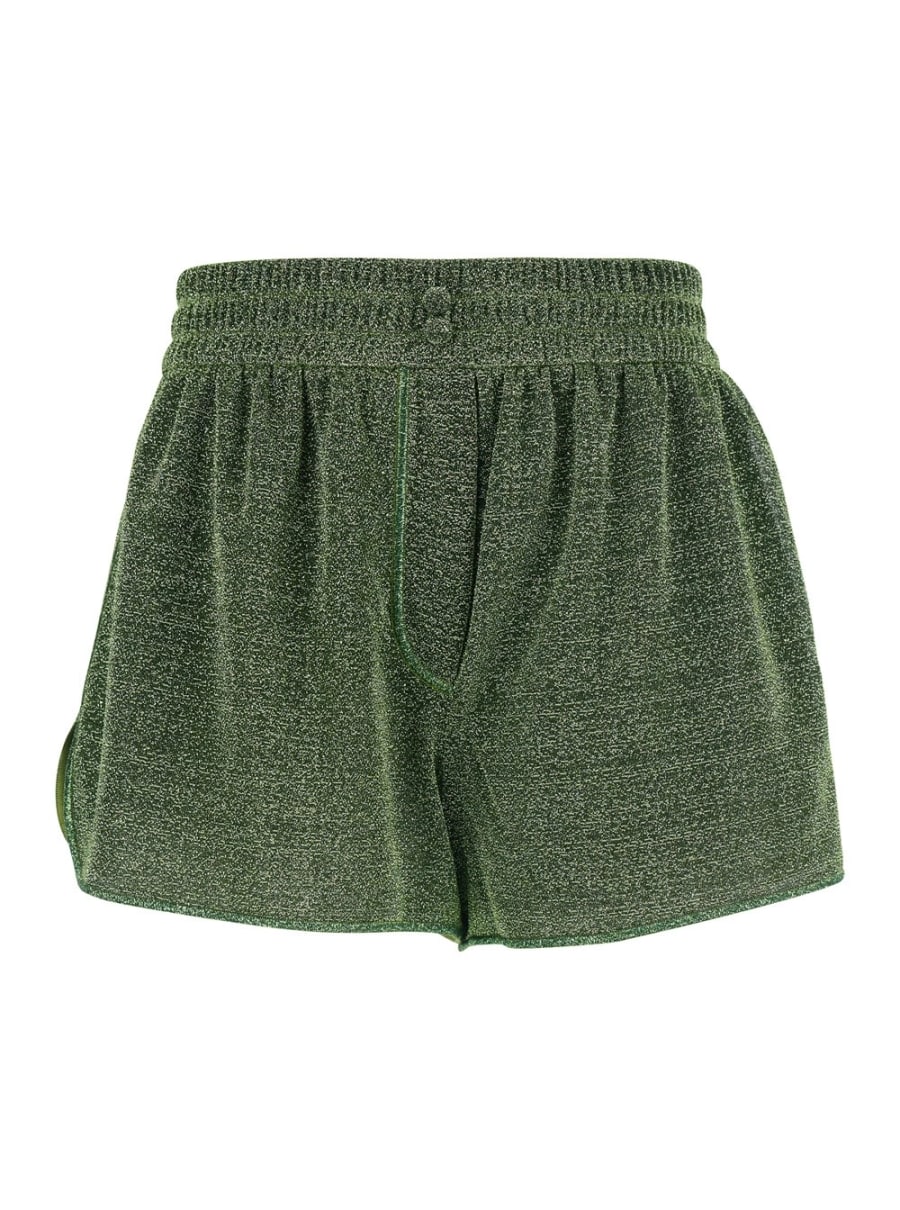 Oséree Shorts 'Lumiere' con vita elasticizzata e dettagli luccicanti all-over in Tessuto Tecnico Verdi Donna