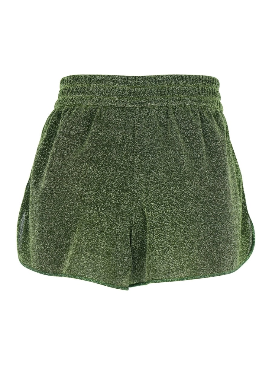 Oséree Shorts 'Lumiere' con vita elasticizzata e dettagli luccicanti all-over in Tessuto Tecnico Verdi Donna, view 2
