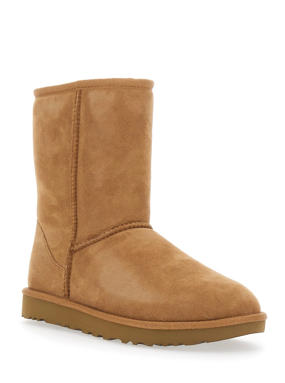 UGG Stivalli 'Classic Short' con Patch Logo sul Retro e Interno in Pelliccia in Pelle Scamosciata Beige Donna, view 2