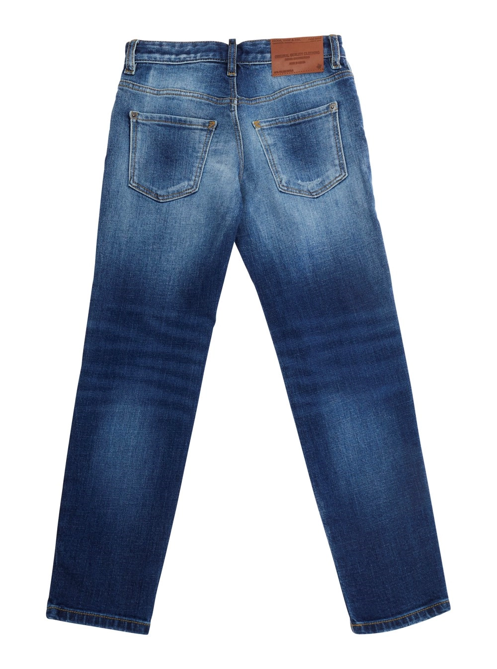 Dsquared2 kids Jeans 'Stanislav' con Design Sbiadito e Patch Logo sul Retro in Denim Blu Bambino, view 2