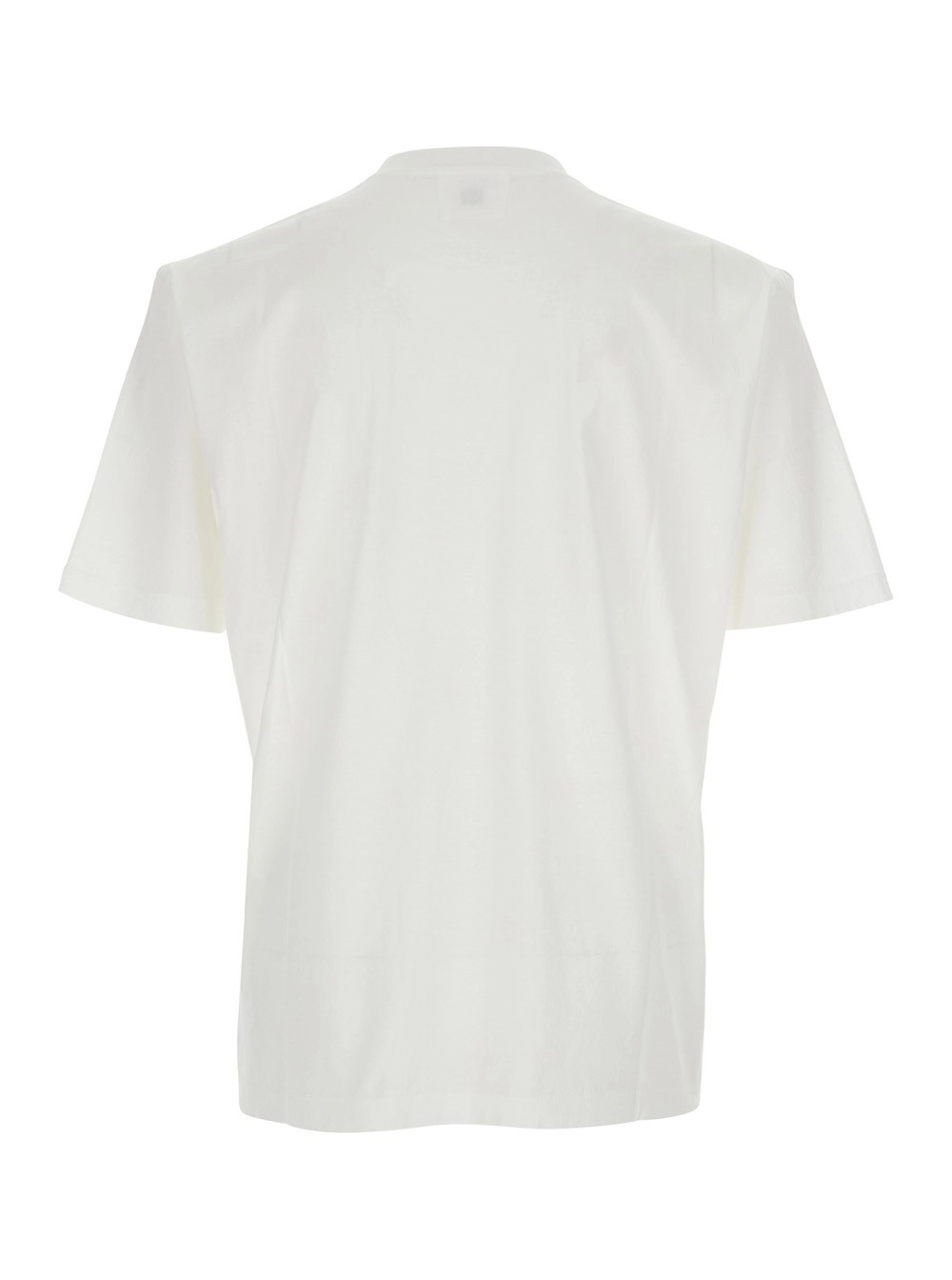 C.P. Company T-Shirt con Scollo Rotondo e Logo sul Fronte in Cotone Bianca Uomo, view 2