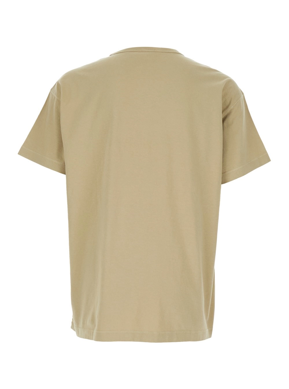 Diesel T-Shirt Girocollo con Logo sul Fronte in Cotone Beige Uomo, view 2