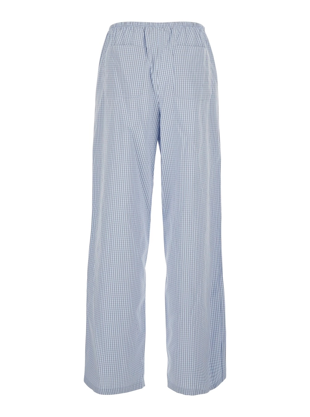Dunst Pantaloni con vita elasticizzata con coulisse e motivo check all-over in misto cotone azzurri donna, view 2