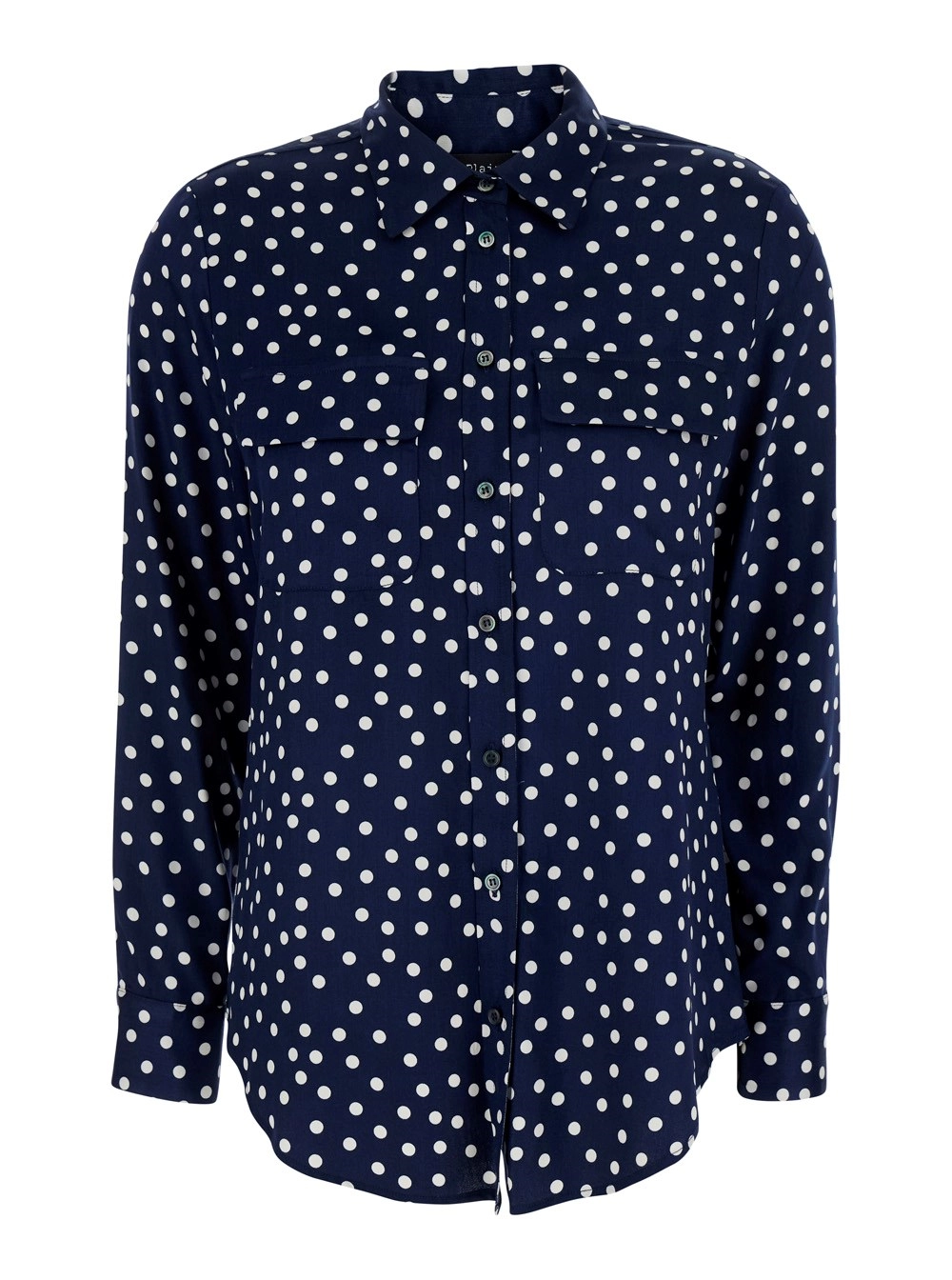 Leplain Camicia con motivo a Pois in Tessuto Tecnico Blu Donna
