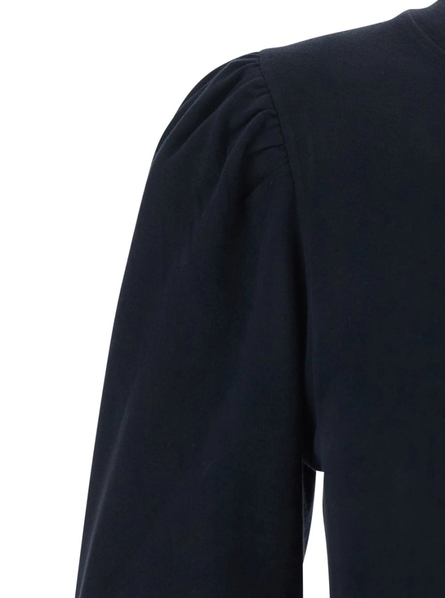 Isabel Marant Abito 'Mylda' Girocollo con Dettagli Plissettati in Cotone Nero Donna, view 3