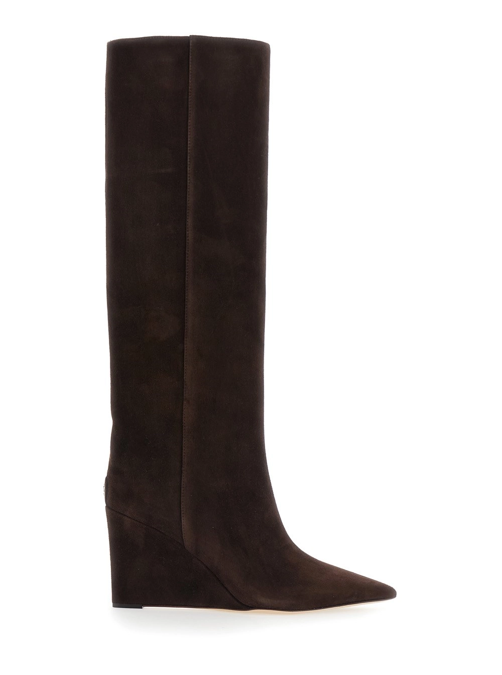 Jimmy Choo Stivali al Ginocchio 'Blake' con Tacco a Zeppa Alto in Pelle Marroni Donna