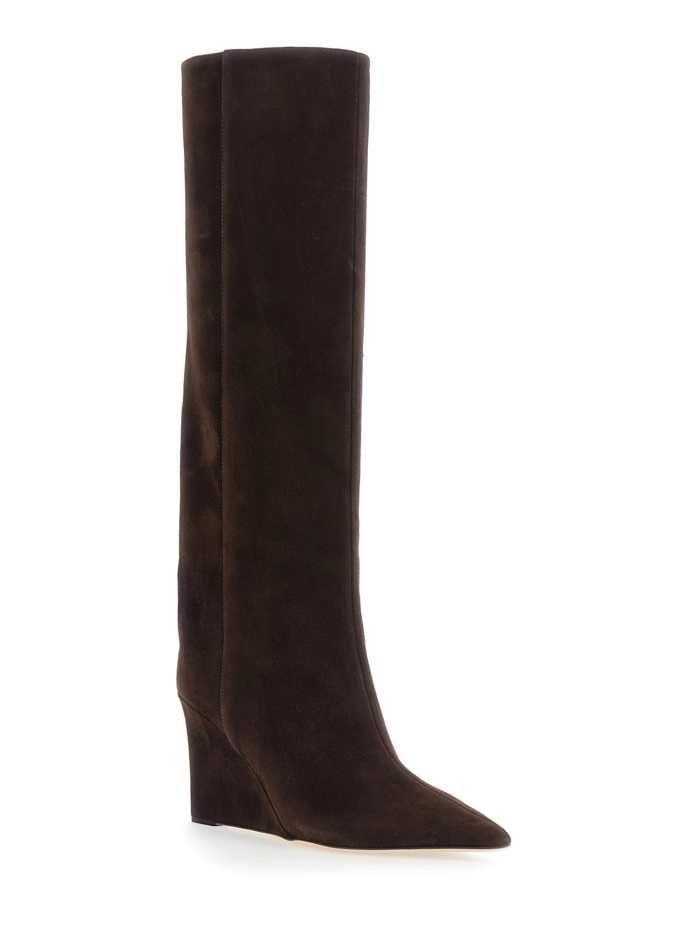 Jimmy Choo Stivali al Ginocchio 'Blake' con Tacco a Zeppa Alto in Pelle Marroni Donna, view 2