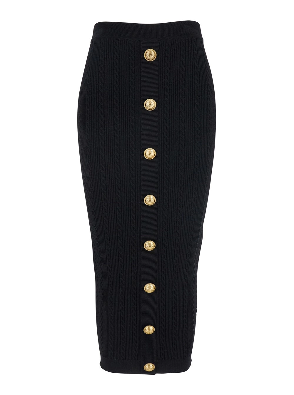 Balmain Gonna con Bottoni Logati e Chiusura con Zip in Misto Viscosa Nera Donna