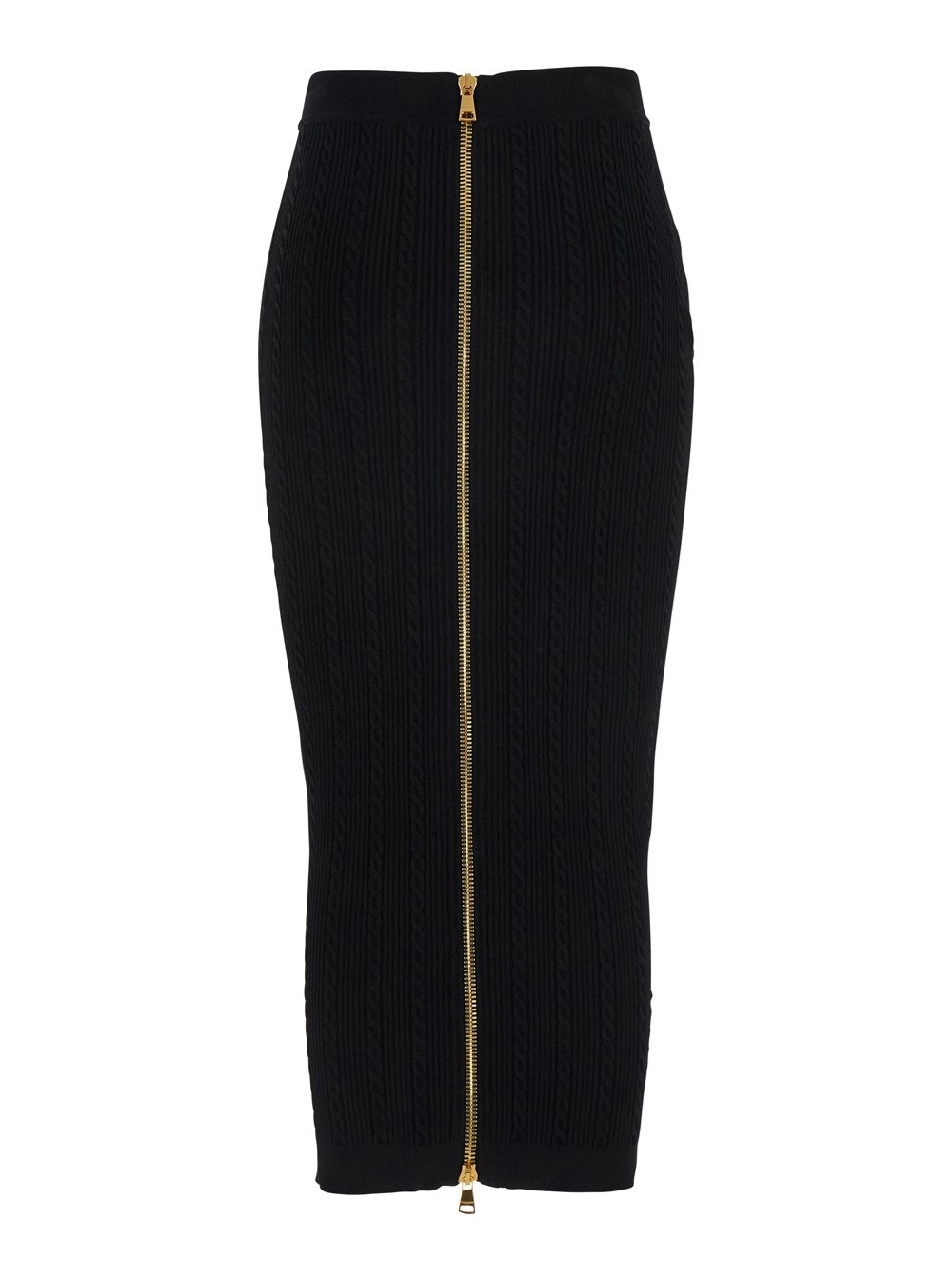Balmain Gonna con Bottoni Logati e Chiusura con Zip in Misto Viscosa Nera Donna, view 2