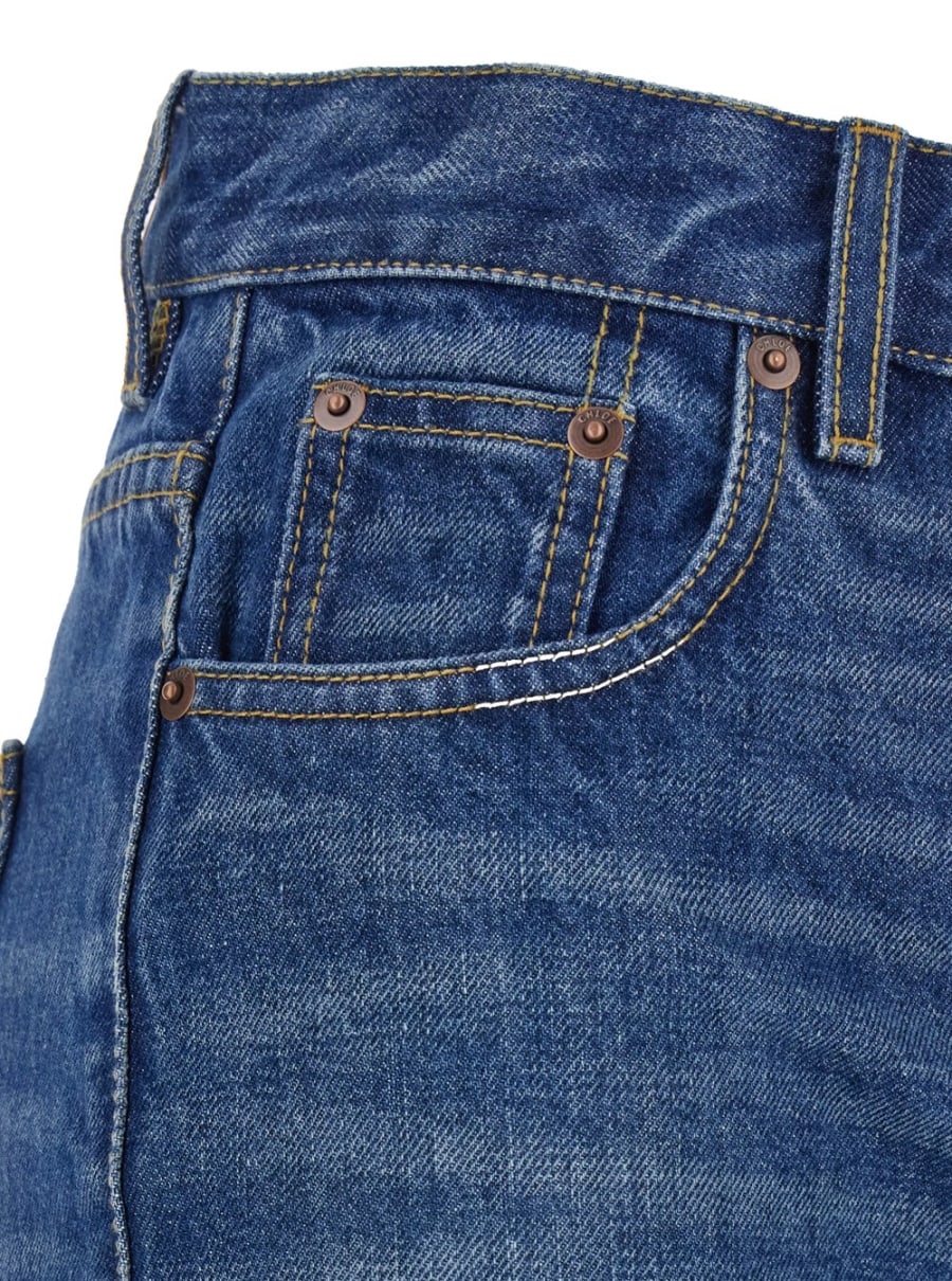 Chloé Jeans a Vita Alta con Gamba Ampia e Patch Logo sul Retro in Denim Blu Donna, view 3