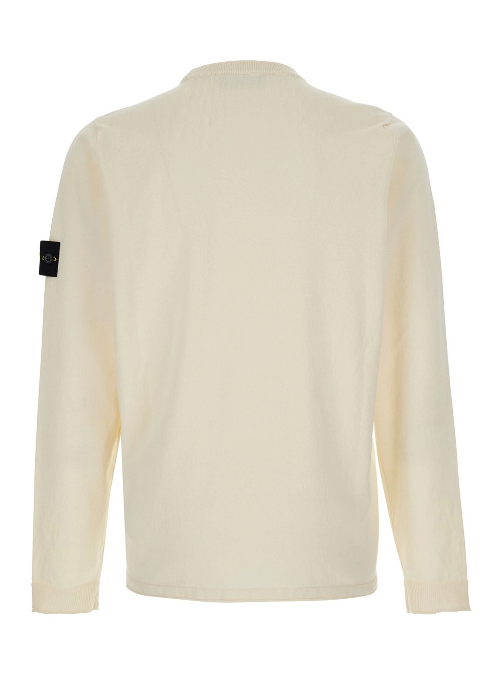 Stone Island Maglia con Collo Rotondo e Maniche lunghe in Cotone Bianca Uomo, view 2
