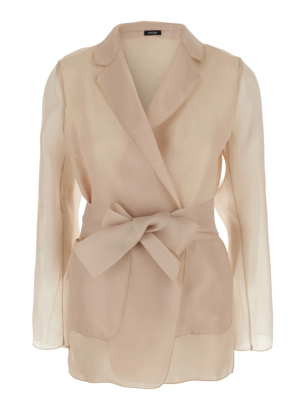 Leplain Giacca con revers classici e cintura con nodo in vita in Tessuto Tecnico Beige Donna