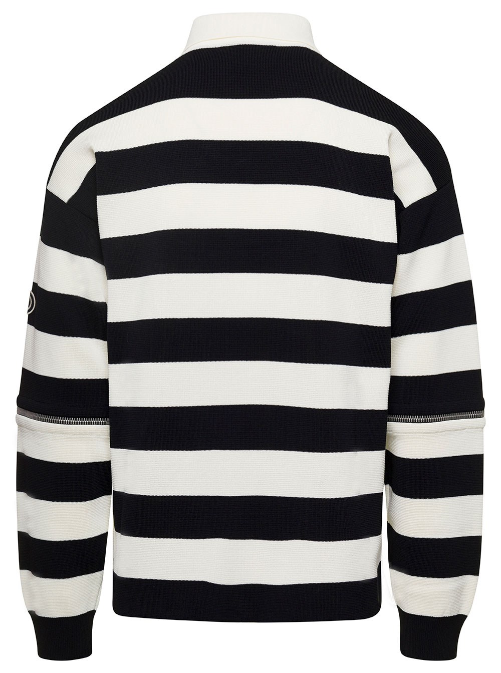 Gucci Polo a Righe  in Maglia con Maniche Removibili Bianco e Nero in Cotone Uomo, view 2