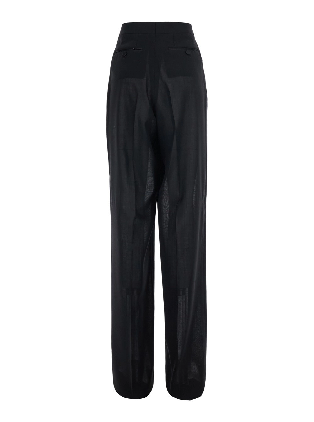 Tom Ford Pantaloni a Vita Alta con Pences sul Fronte in Lana Neri Donna, view 2