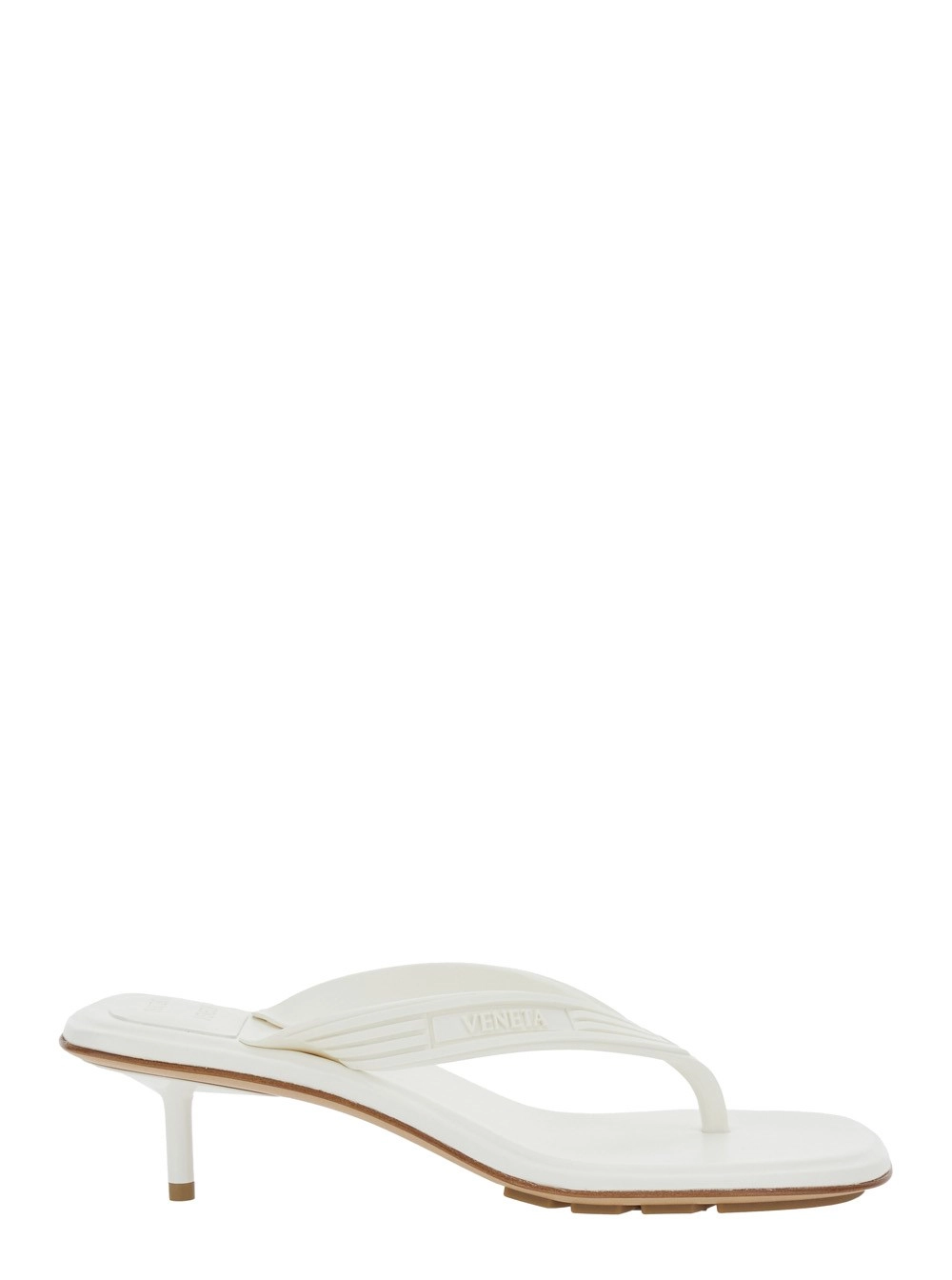 Bottega Veneta Sandali 'Sampieri' con Design Infradito e Tacco Kitten in Gomma Bianchi Donna