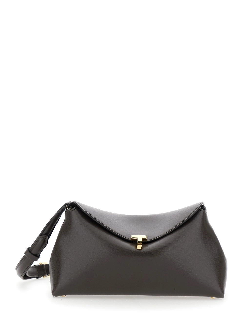 Toteme Borsa a Mano 'T-Lock' con Tracolla Regolabile e Removibile in Pelle Marrone Donna