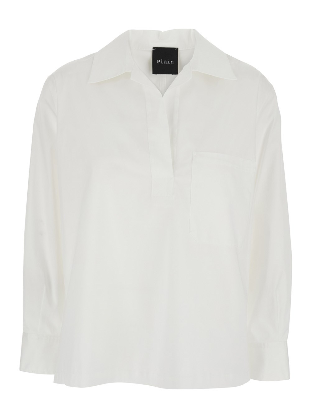 Leplain Camicia con Scollo Stile Polo in Misto Cotone Bianca Donna