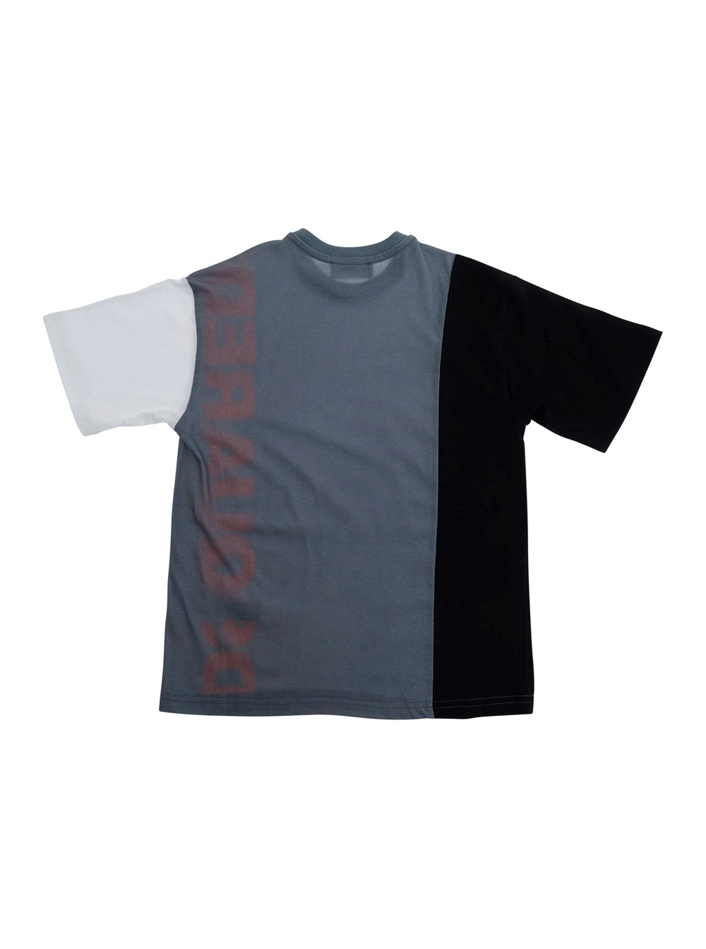 Dsquared2 kids T-shirt girocollo con design color-block e maxi logo lettering sul fronte in cotone grigia bambino, view 2