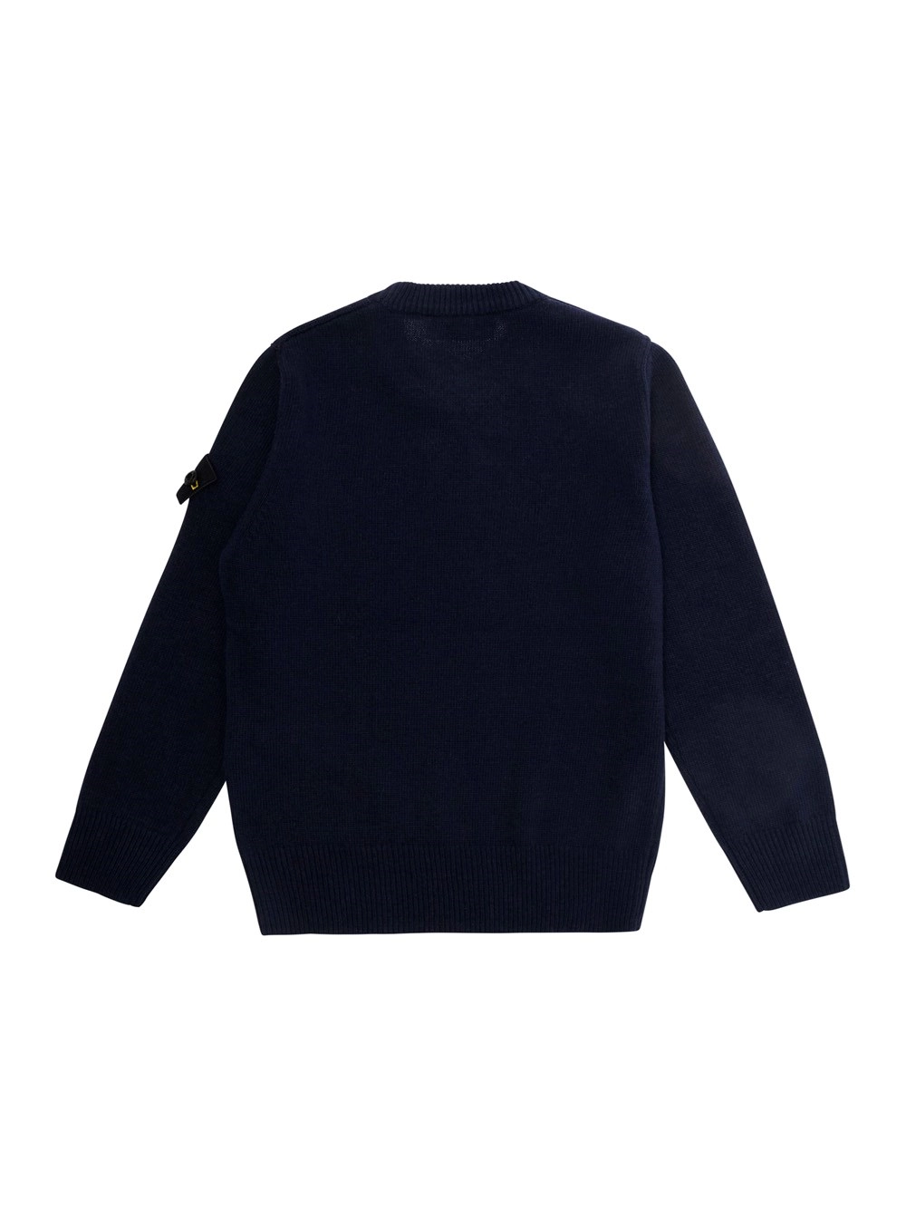 Stone island kids Maglione girocollo con patch logo sulla manica in lana blu bambino, view 2
