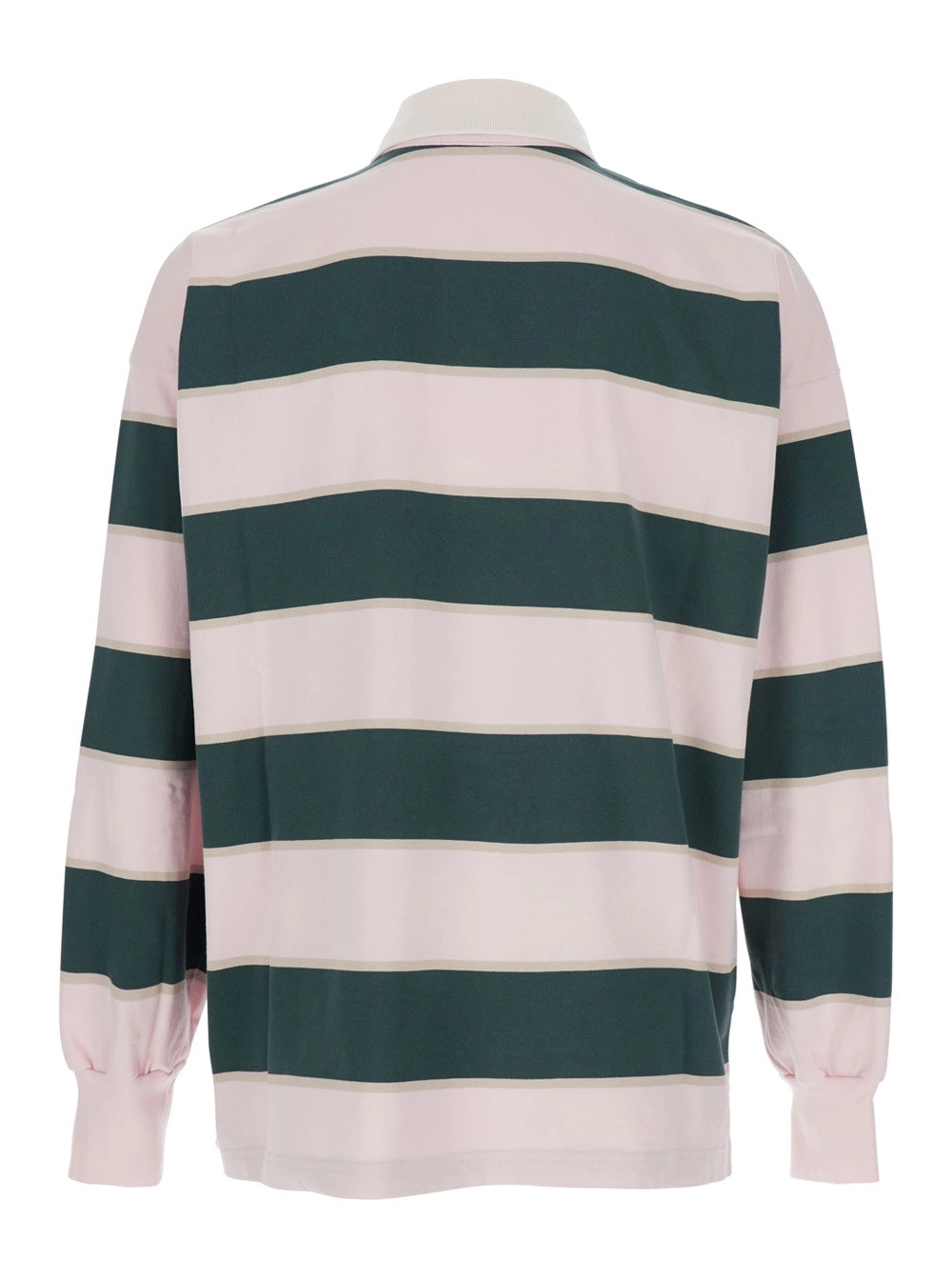 Autry Polo con Colletto Classico e Motivo a Righe All-Over in Cotone Rosa Uomo, view 2