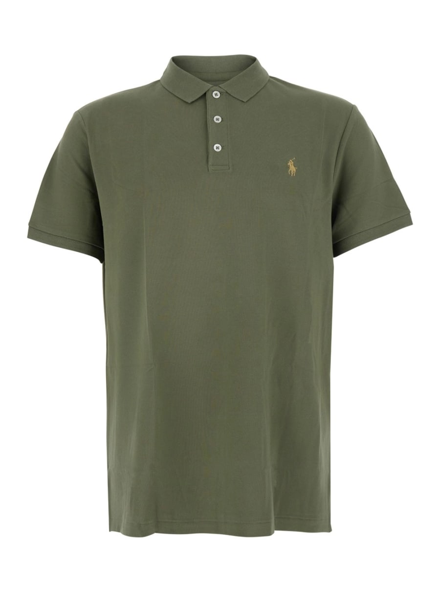 Polo Ralph Lauren Polo 'Custom Fit' con colletto classico e ricamo Cavallino sul fronte in cotone verde uomo