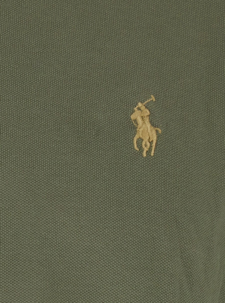 Polo Ralph Lauren Polo 'Custom Fit' con colletto classico e ricamo Cavallino sul fronte in cotone verde uomo, view 3