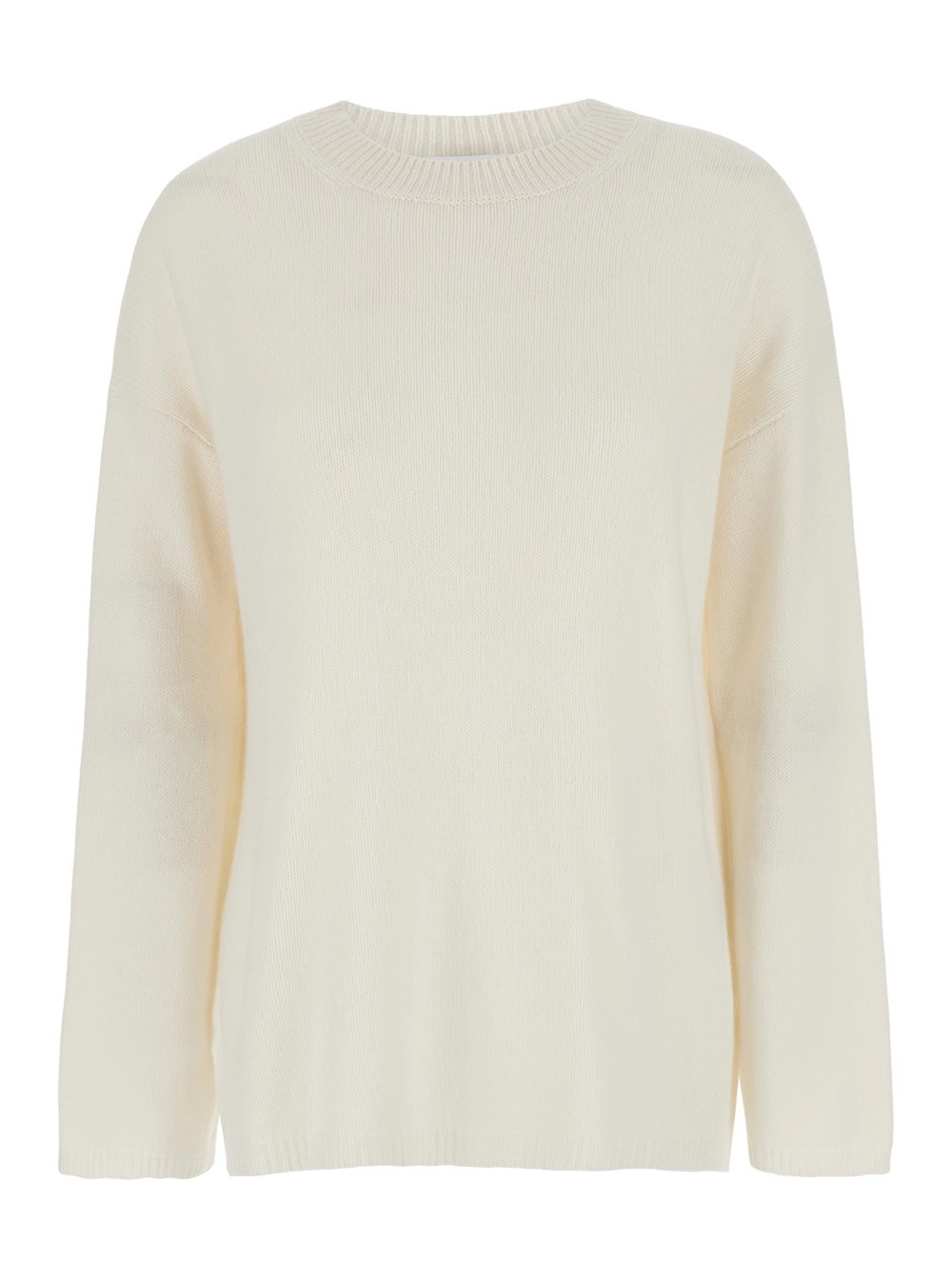 Allude Maglione Girocollo Morbida in Cashmere Bianco Donna
