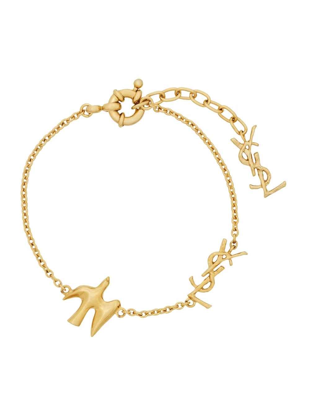 Saint Laurent Bracciale con charm colombe e placca Cassandre in ottone color oro donna