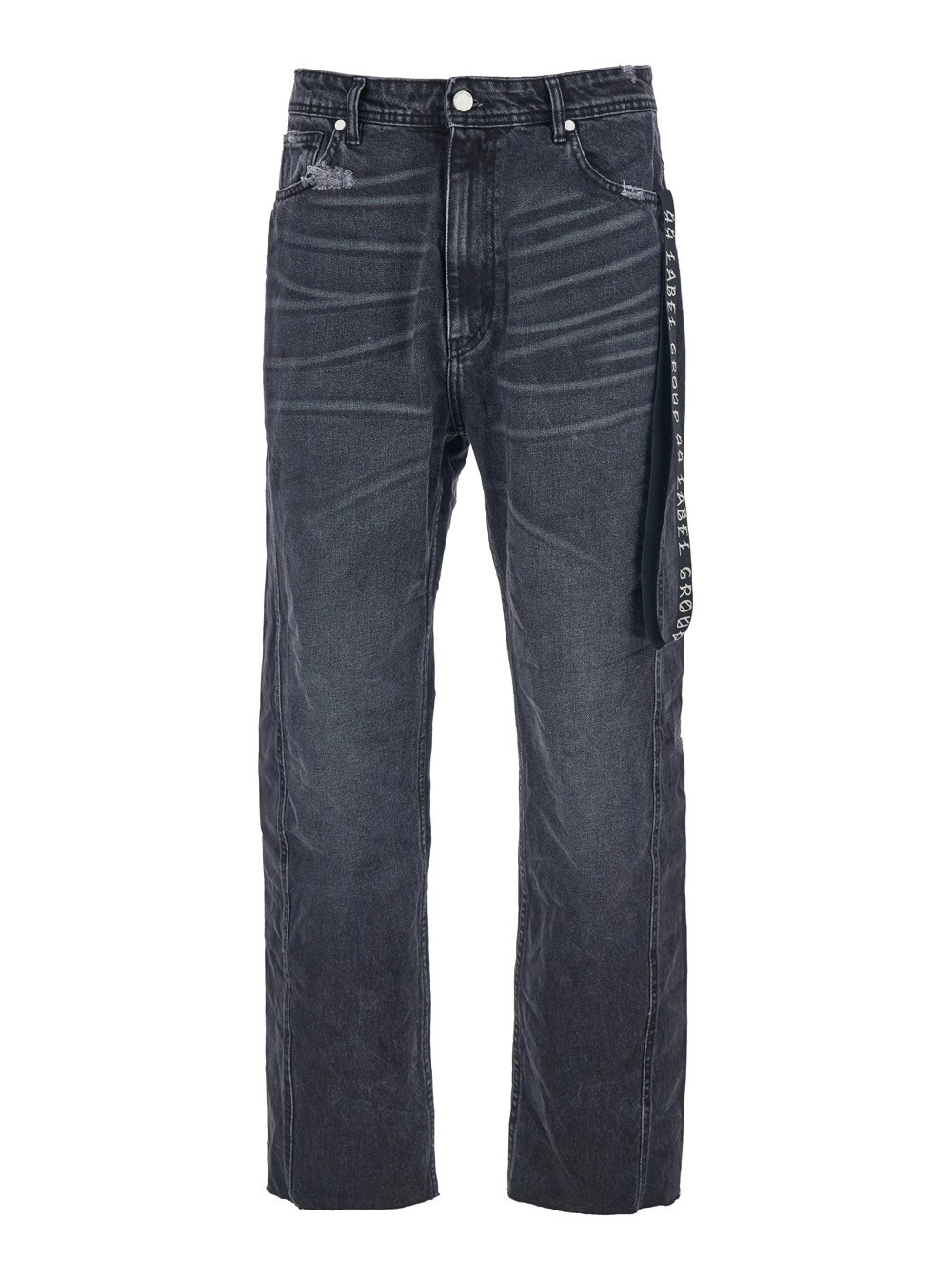44 label group Jeans con Patch Logo sul Retro e Dettaglio Cinturino con Logo sul Lato in Denim Nero Uomo