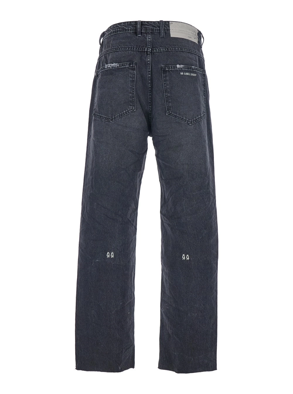 44 label group Jeans con Patch Logo sul Retro e Dettaglio Cinturino con Logo sul Lato in Denim Nero Uomo, view 2