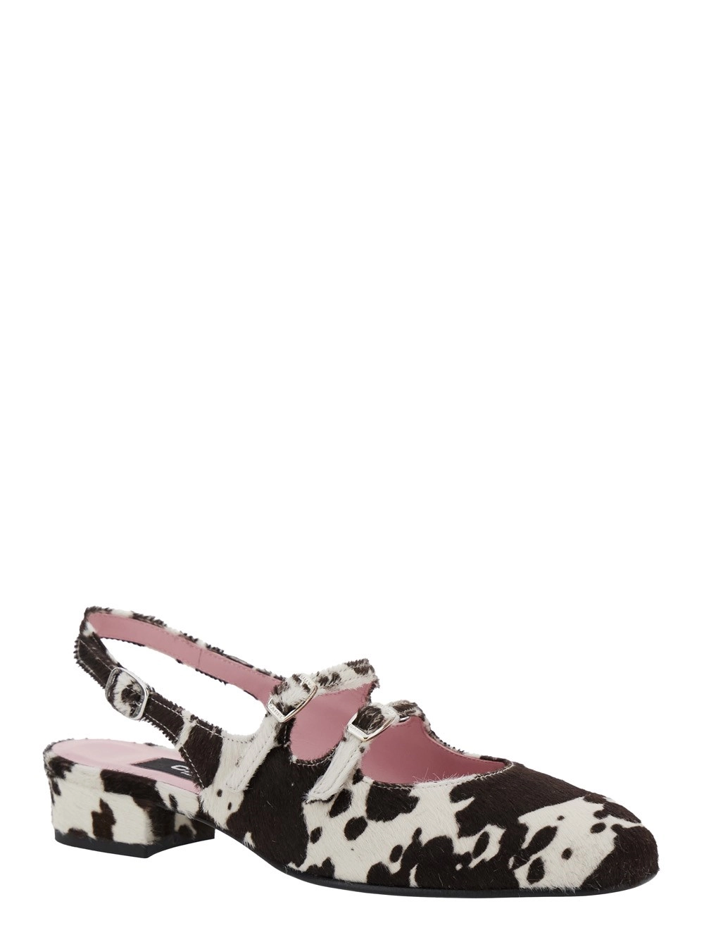 Carel Ballerine 'Peche' Slingback con Chiusura con Cinturini e Stampa Muccata in Pelle Multicolor Donna, view 2