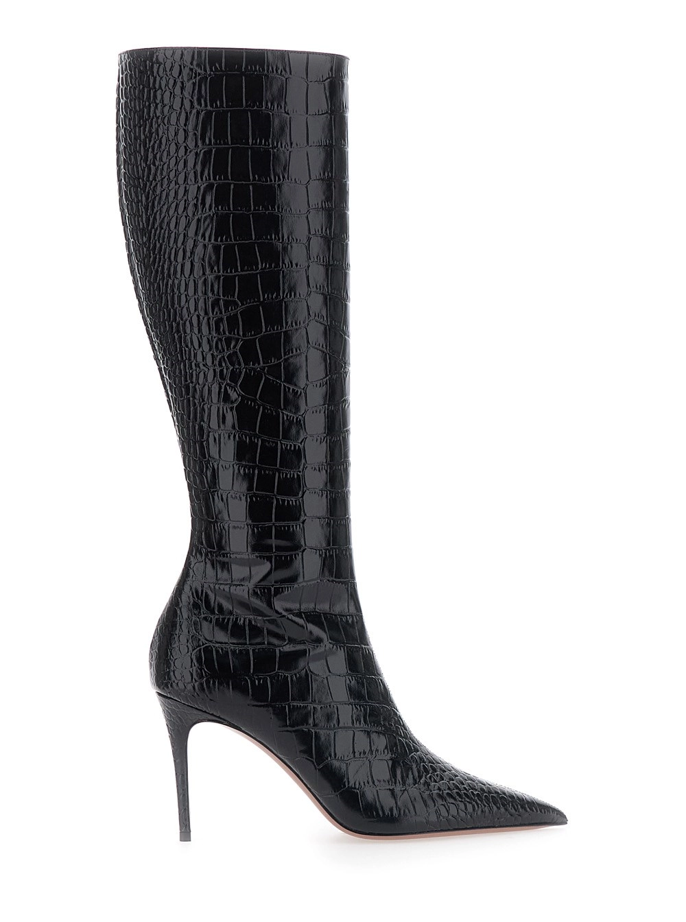 Paris texas Stivali 'Vera' con design a punta in pelle effetto coccodrillo neri donna