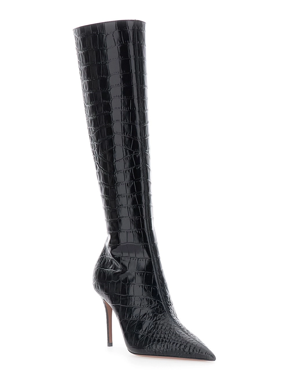 Paris texas Stivali 'Vera' con design a punta in pelle effetto coccodrillo neri donna, view 2