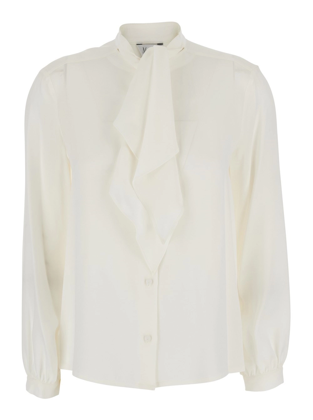 Max Mara Camicia con colletto con foulard e maniche lunghe in seta bianca per donna