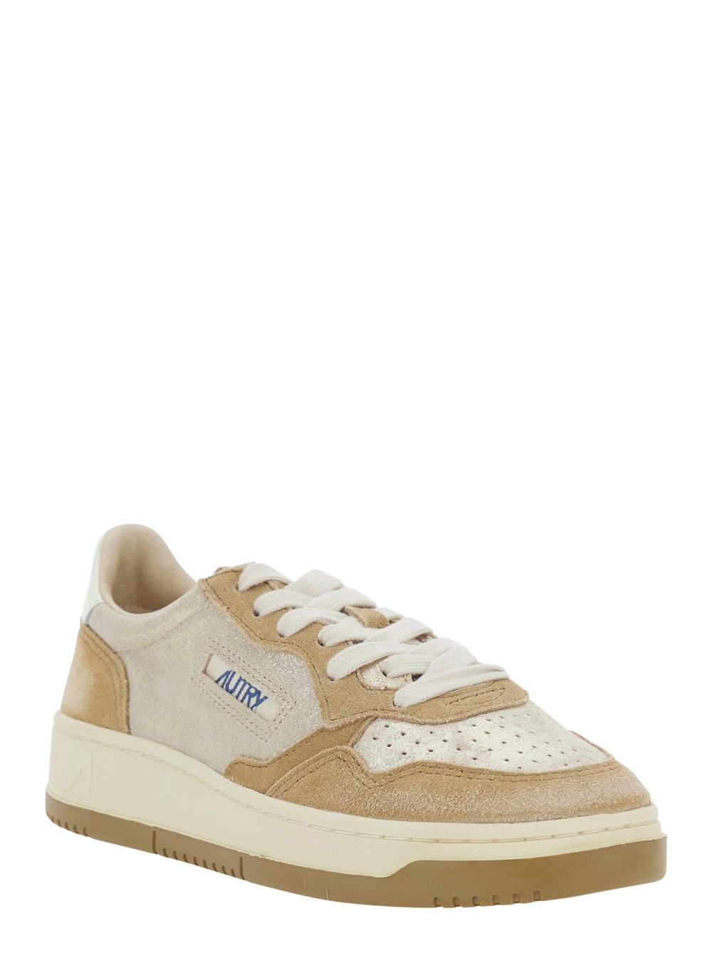 Autry Sneaker Low Top 'Medalist' con Dettaglio Logo in Pelle e Suede Bianca Donna, view 2