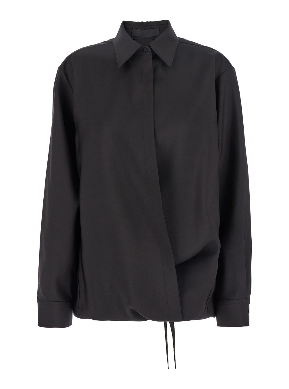 Valentino Camicia con Chiusura Frontale Nascosta in Mix di Lana Nera Donna