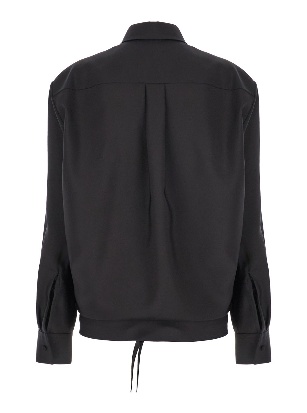 Valentino Camicia con Chiusura Frontale Nascosta in Mix di Lana Nera Donna, view 2