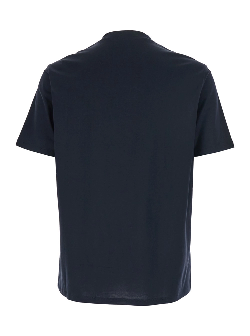 Emporio Armani T-Shirt Girocollo con Ricamo Logo in Cotone Blu Uomo, view 2