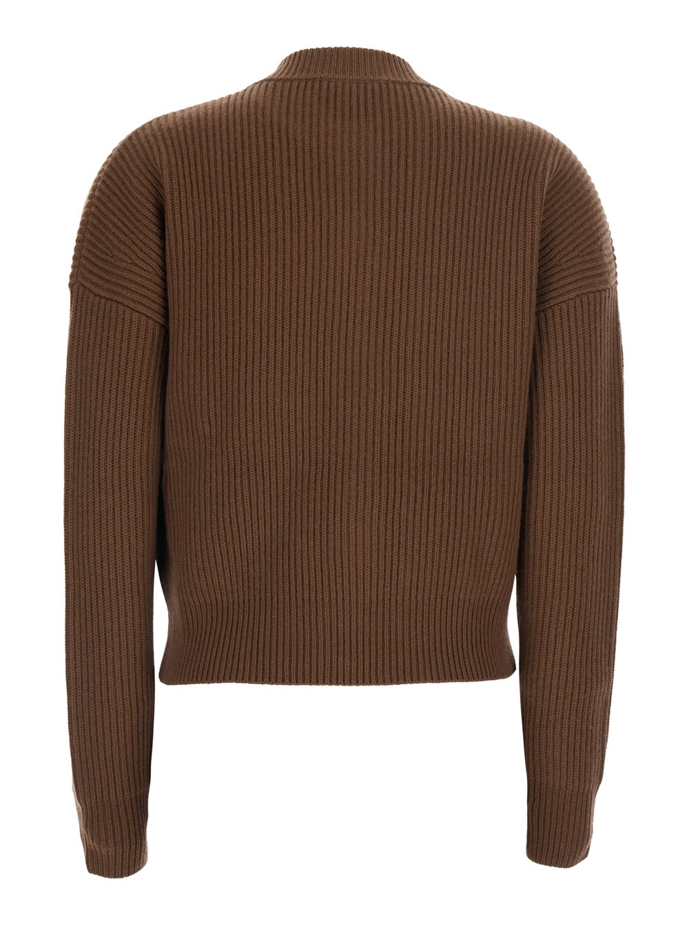 Max Mara Studio Maglione 'CARNET' con design a coste e spalle scese in lana e cashmere marrone donna, view 2